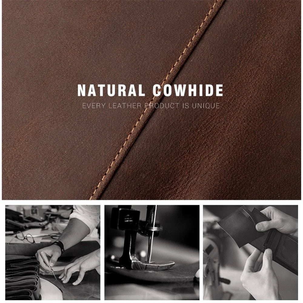 BP977 RFID Blocking Full Grain Cowhide Leather Card Pouch Bag Multifunction Wallet Cash Holder - Brown - 5