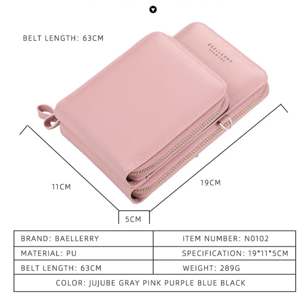 BAELLERRY N0102 Crossbody Bag for Women, Comfortable Shoulder Bag Teen Girl's Long Strap Purse Clutch Wallet Phone Bag - Purple - 3