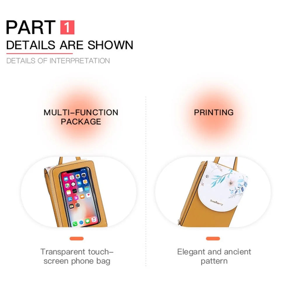 BAELLERRY N8621 Women Touch Screen Crossbody Bag Multifunctional Phone Purse Clear Window Shoulder Pouch - Green - 2