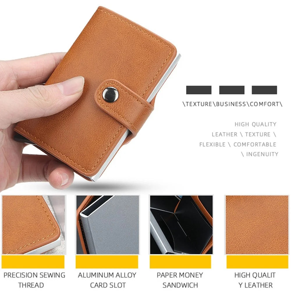 BAELLERRY K9122 Minimalist Pop Up Card Case PU Leather RFID Blocking Credit Card Holder Wallet - Coffee - 2