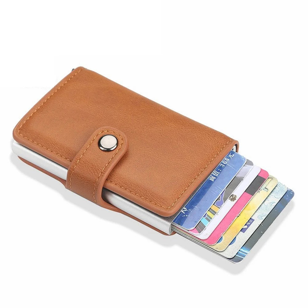 BAELLERRY K9122 Minimalist Pop Up Card Case PU Leather RFID Blocking Credit Card Holder Wallet - Coffee - 5
