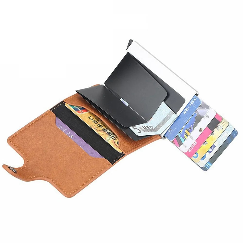 BAELLERRY K9122 Minimalist Pop Up Card Case PU Leather RFID Blocking Credit Card Holder Wallet - Coffee - 6