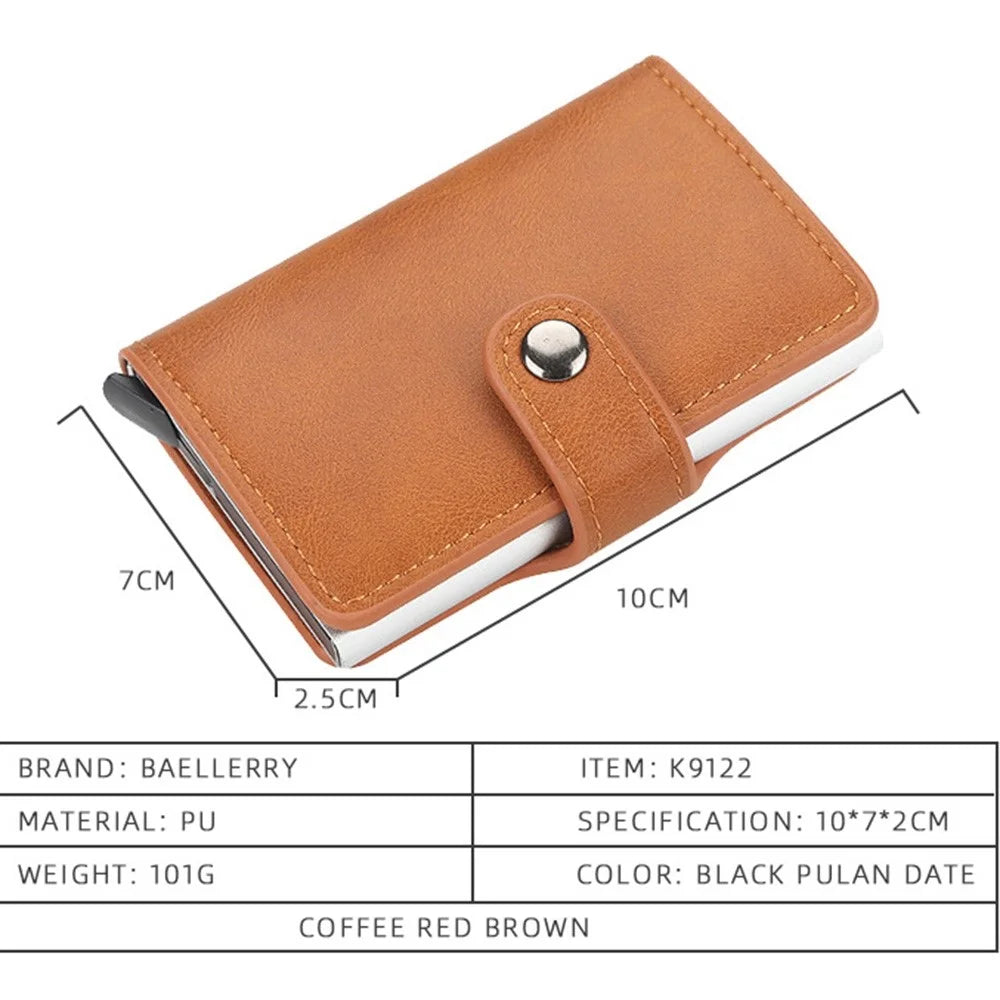 BAELLERRY K9122 Minimalist Pop Up Card Case PU Leather RFID Blocking Credit Card Holder Wallet - Coffee - 7