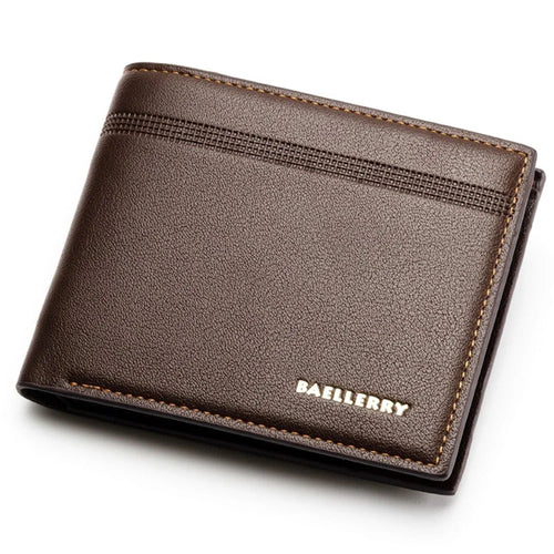 BAELLERRY DR003 Litchi Texture PU Leather Short Wallet Men Business Cards Cash Storage Bag - Coffee - 1