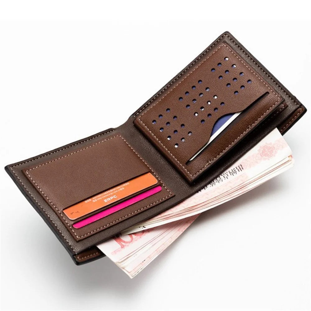 BAELLERRY DR003 Litchi Texture PU Leather Short Wallet Men Business Cards Cash Storage Bag - Coffee - 3