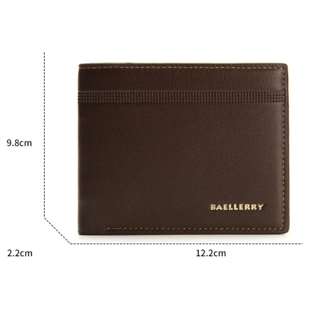 BAELLERRY DR003 Litchi Texture PU Leather Short Wallet Men Business Cards Cash Storage Bag - Coffee - 4