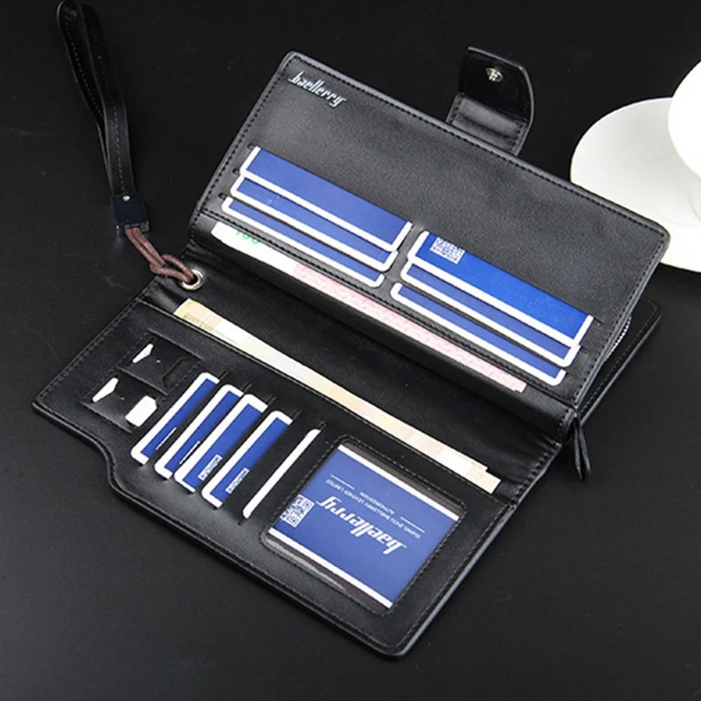 BAELLERRY 171B Men's Clutch Bag PU Leather Wristlet Wallet Card Carrying Purse Driving License Keys Phone Organization Bag - Black - 2