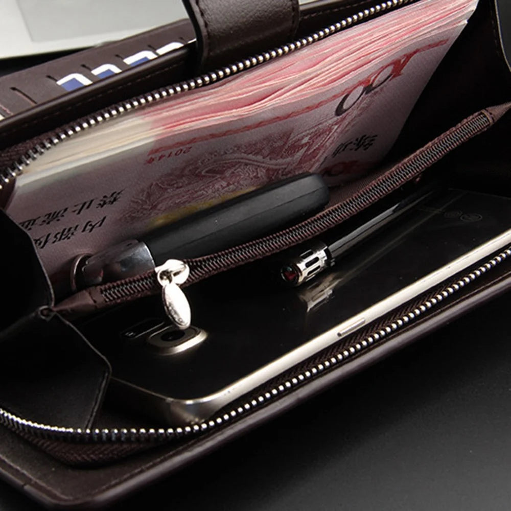 BAELLERRY 171B Men's Clutch Bag PU Leather Wristlet Wallet Card Carrying Purse Driving License Keys Phone Organization Bag - Black - 4