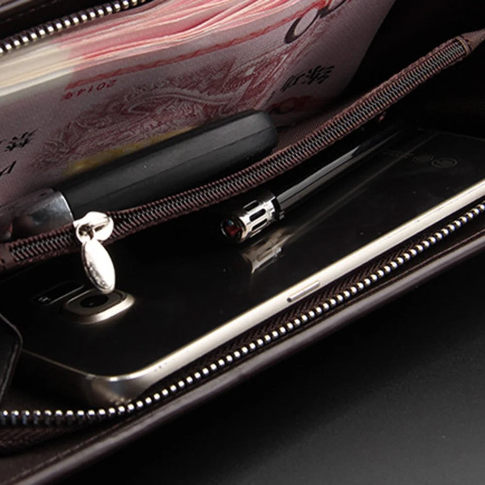 BAELLERRY 171B Men's Clutch Bag PU Leather Wristlet Wallet Card Carrying Purse Driving License Keys Phone Organization Bag - Black - 7