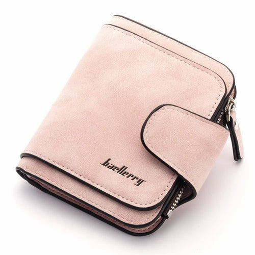 BAELLERRY N2346 PU Leather Women's Foldable Wallet Matte Texture Zipper Pocket Cards Cash Holder Purse - Light Pink - 1