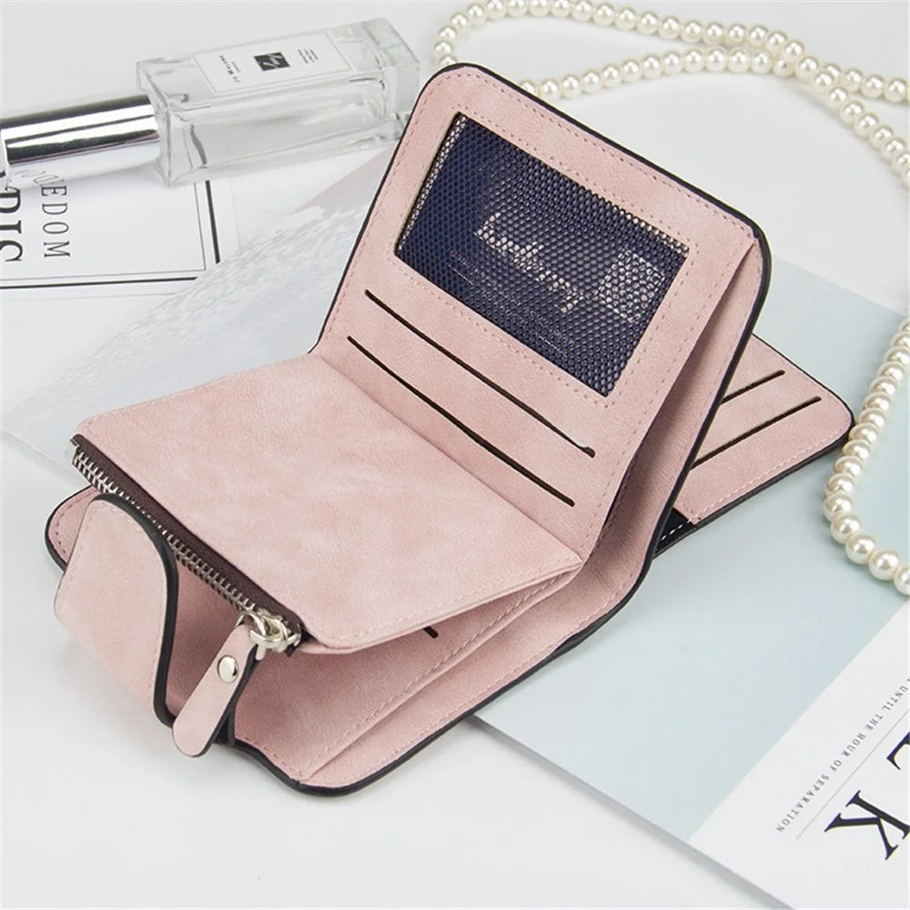 BAELLERRY N2346 PU Leather Women's Foldable Wallet Matte Texture Zipper Pocket Cards Cash Holder Purse - Light Pink - 2