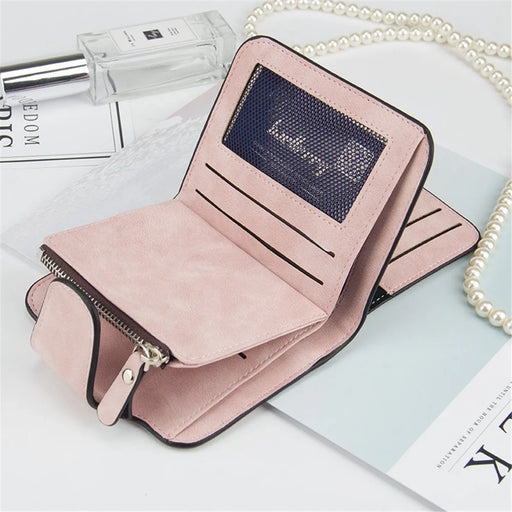 BAELLERRY N2346 PU Leather Women's Foldable Wallet Matte Texture Zipper Pocket Cards Cash Holder Purse - Light Pink - 2