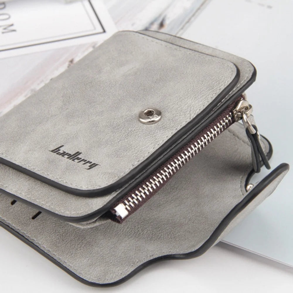 BAELLERRY N2346 PU Leather Women's Foldable Wallet Matte Texture Zipper Pocket Cards Cash Holder Purse - Light Pink - 3