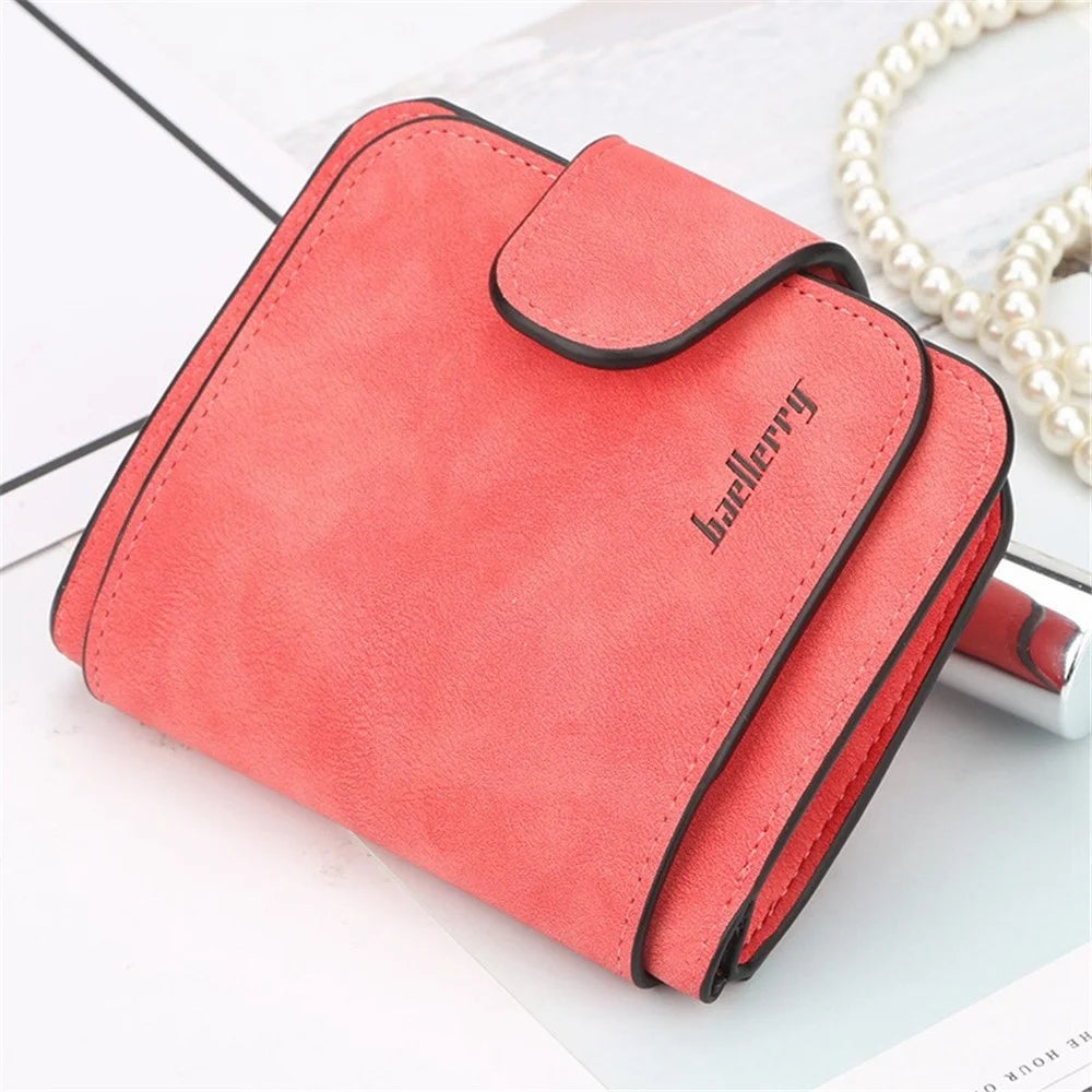 BAELLERRY N2346 PU Leather Women's Foldable Wallet Matte Texture Zipper Pocket Cards Cash Holder Purse - Light Pink - 5