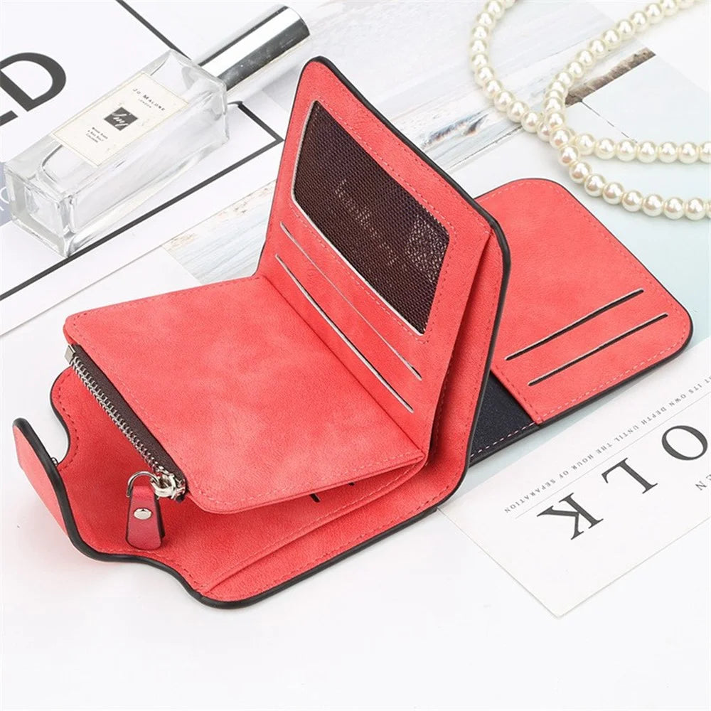 BAELLERRY N2346 PU Leather Women's Foldable Wallet Matte Texture Zipper Pocket Cards Cash Holder Purse - Light Pink - 6