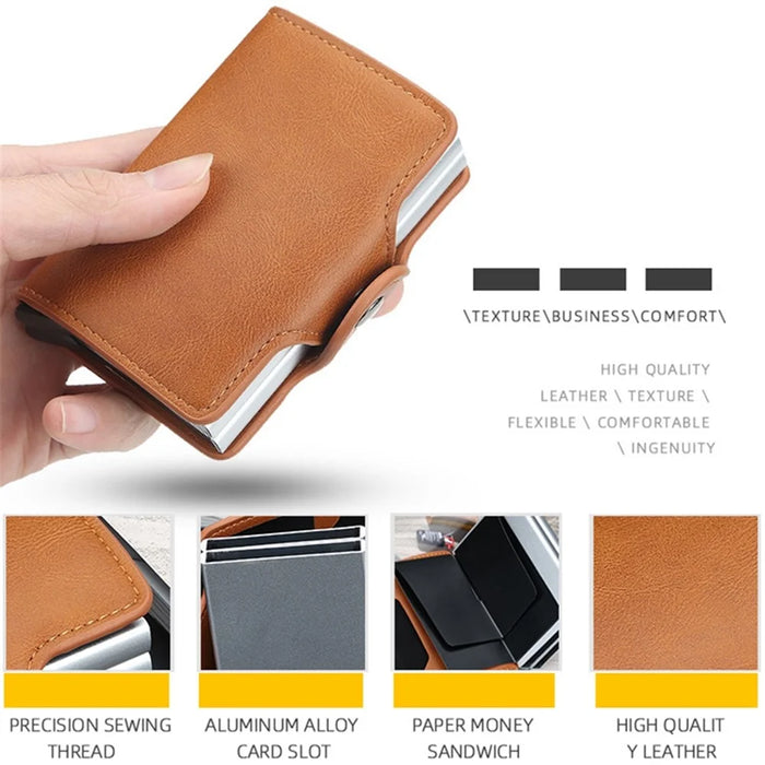 BAELLERRY K9121 PU Leather Credit Card Holder Wallet RFID Blocking Pop Up Card Case - Black - 4