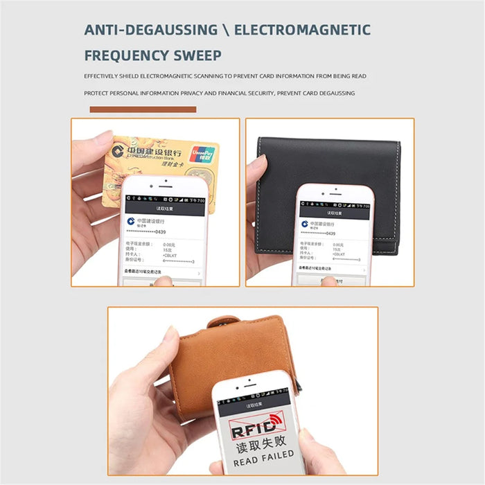 BAELLERRY K9121 PU Leather Credit Card Holder Wallet RFID Blocking Pop Up Card Case - Black - 6