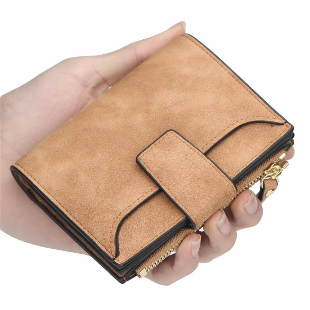 BAELLERRY N2347 Zipper Hasp Short Wallet Women PU Leather Purse Coin Credit Card Holder - Brown - 2