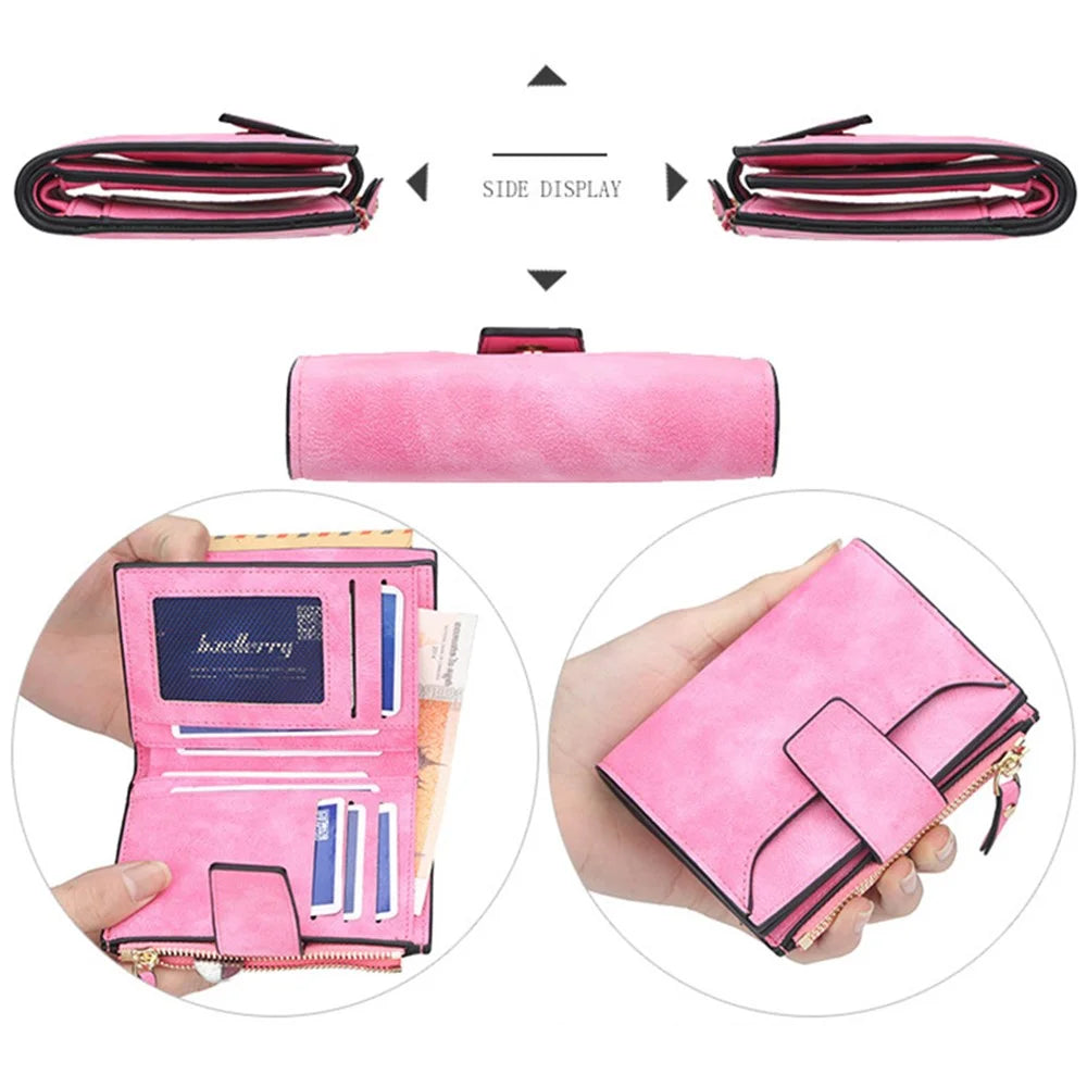BAELLERRY N2347 Zipper Hasp Short Wallet Women PU Leather Purse Coin Credit Card Holder - Brown - 5