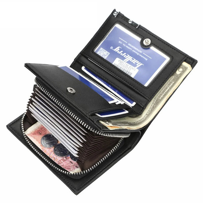 BAELLERRY 1102 Men Solid Color Short Wallet Zipper Pocket Design PU Leather Coin Cards Storage Bag - Black - 4