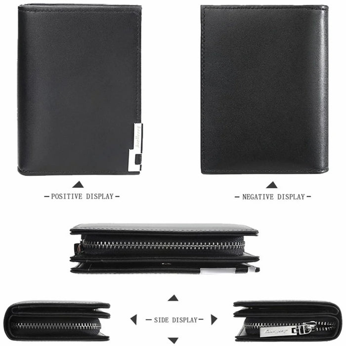 BAELLERRY 1102 Men Solid Color Short Wallet Zipper Pocket Design PU Leather Coin Cards Storage Bag - Black - 6