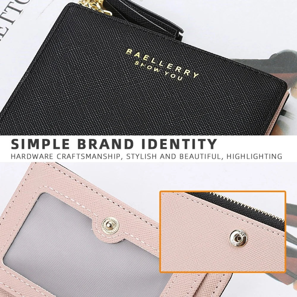 BAELLERRY DR028 Cross Texture PU Leather Women Short Wallet Tassel Zipper Design Cards Cash Holder Purse - Grey - 4