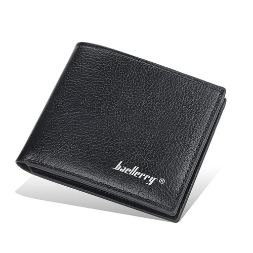 BAELLERRY 810 Litchi Texture PU Leather Men Short Wallet Cards Cash Storage Bag - Black - 1