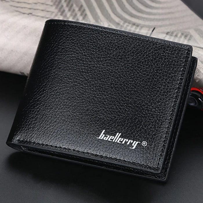 BAELLERRY 810 Litchi Texture PU Leather Men Short Wallet Cards Cash Storage Bag - Black - 2