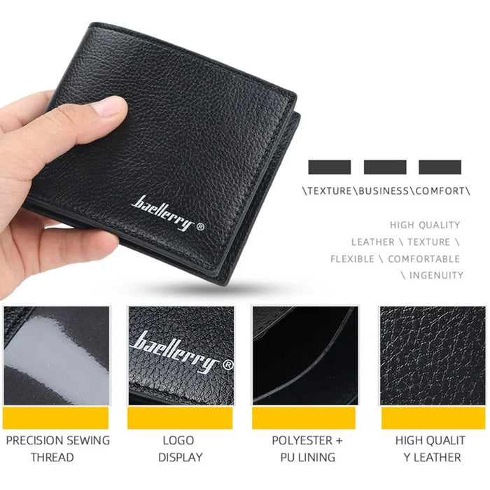 BAELLERRY 810 Litchi Texture PU Leather Men Short Wallet Cards Cash Storage Bag - Black - 3