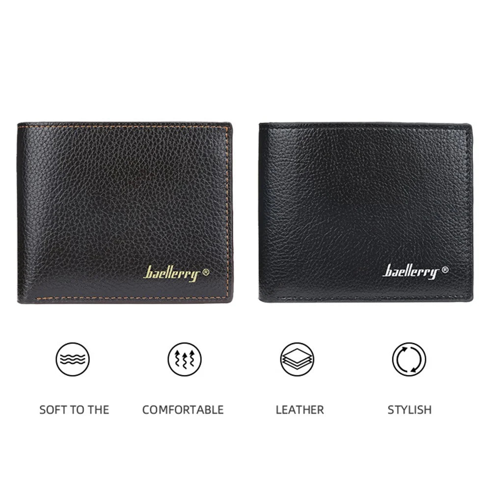 BAELLERRY 810 Litchi Texture PU Leather Men Short Wallet Cards Cash Storage Bag - Black - 5