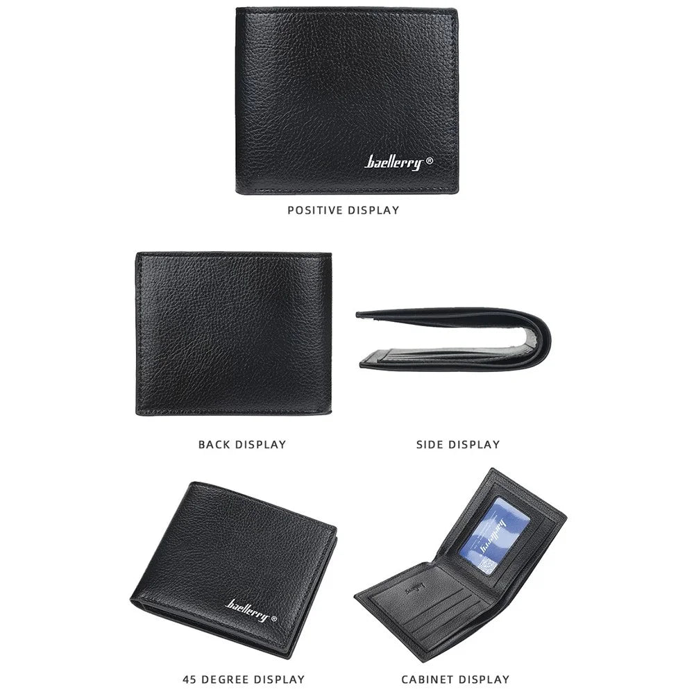 BAELLERRY 810 Litchi Texture PU Leather Men Short Wallet Cards Cash Storage Bag - Black - 7