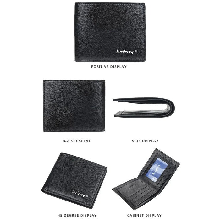 BAELLERRY 810 Litchi Texture PU Leather Men Short Wallet Cards Cash Storage Bag - Black - 7