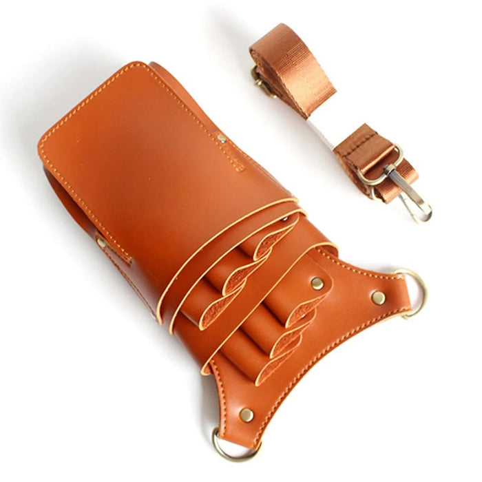 Hairdresser Scissor Bag Hair Cutting Hairdressing Tools Storage Holster Barber Leather Waist Pouch - Brown - 2