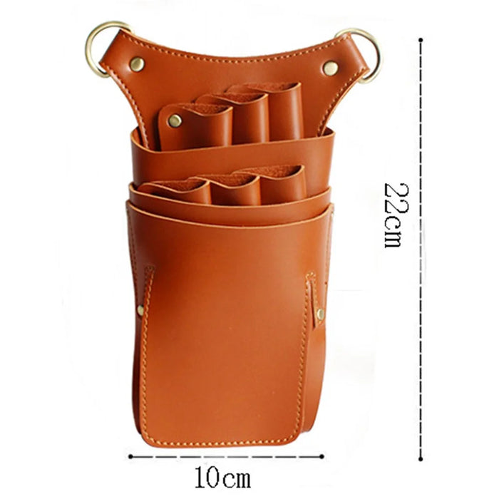 Hairdresser Scissor Bag Hair Cutting Hairdressing Tools Storage Holster Barber Leather Waist Pouch - Brown - 6