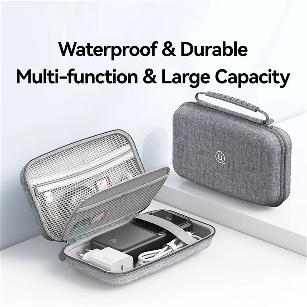 USAMS US-ZB290 Large Capacity Travel Storage Bag for Data Cable, Power Bank, Charger Organizer Container - 3