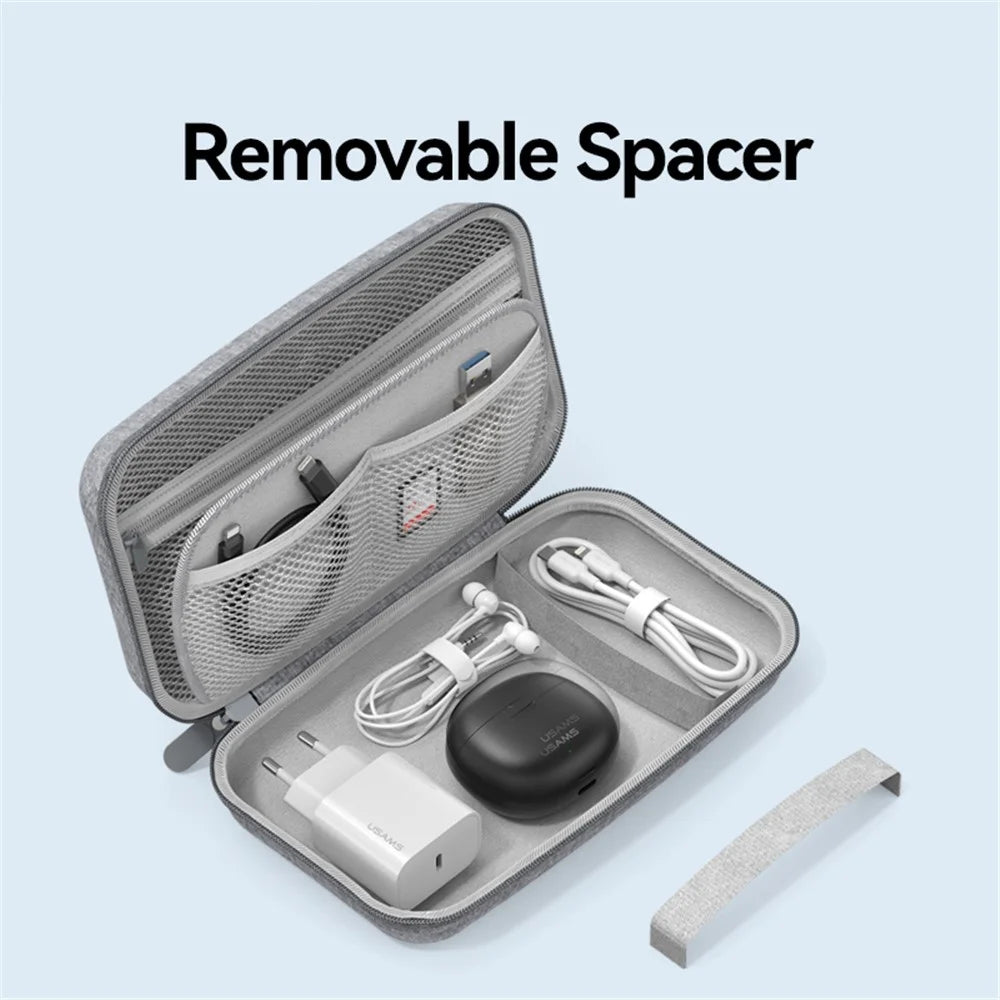 USAMS US-ZB290 Large Capacity Travel Storage Bag for Data Cable, Power Bank, Charger Organizer Container - 7