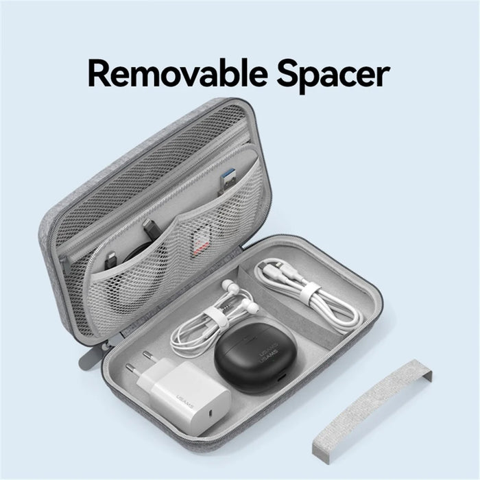 USAMS US-ZB290 Large Capacity Travel Storage Bag for Data Cable, Power Bank, Charger Organizer Container - 7