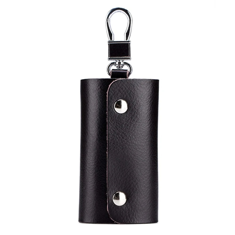 BULLCAPTAIN 484 Vertical Key Case Split Leather Key Holder Organizer Pouch, 6x3x10cm - Coffee - 1