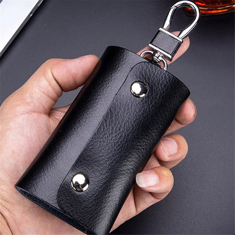 BULLCAPTAIN 484 Vertical Key Case Split Leather Key Holder Organizer Pouch, 6x3x10cm - Coffee - 5