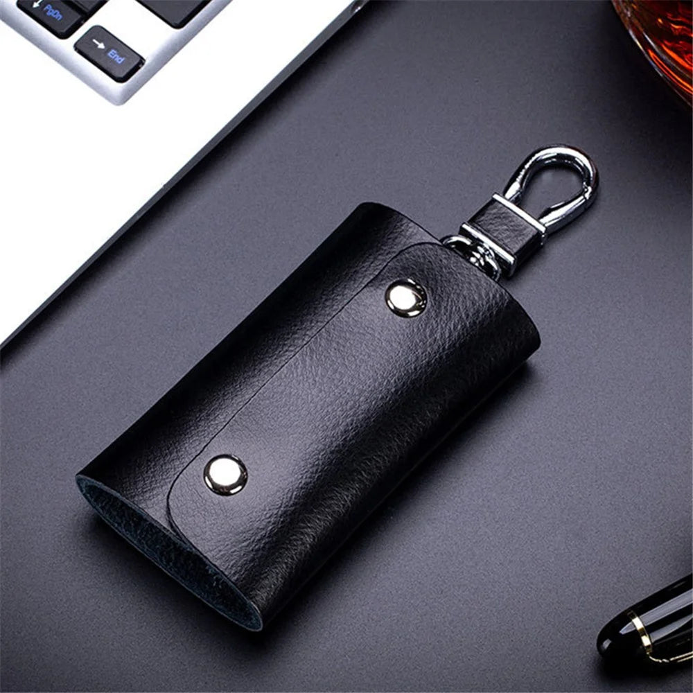 BULLCAPTAIN 484 Vertical Key Case Split Leather Key Holder Organizer Pouch, 6x3x10cm - Coffee - 6