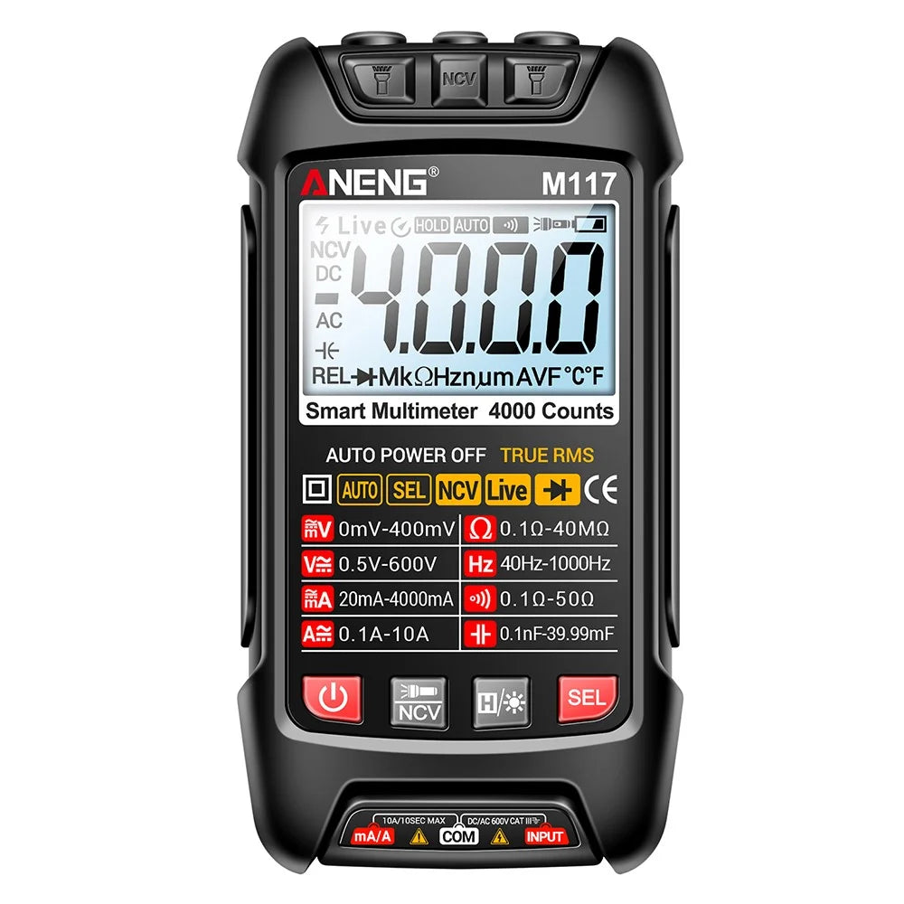 ANENG M117 Multimeter Auto-Ranging Digital Tester Intelligent Multi Tester - Black - 1