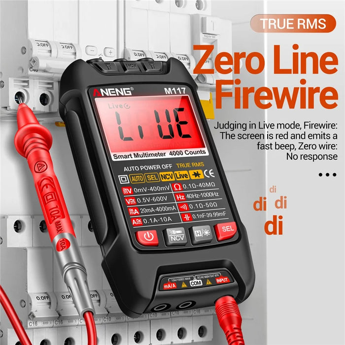 ANENG M117 Multimeter Auto-Ranging Digital Tester Intelligent Multi Tester - Black - 4