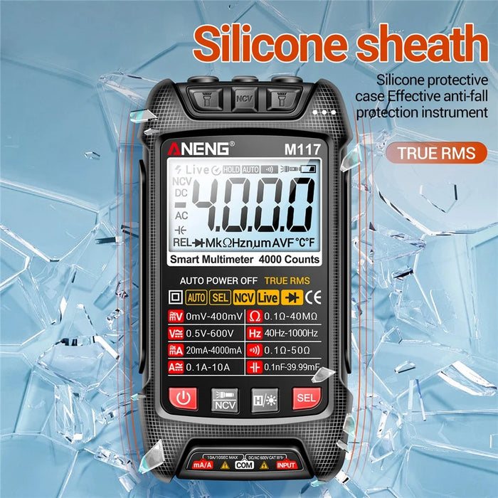 ANENG M117 Multimeter Auto-Ranging Digital Tester Intelligent Multi Tester - Black - 6
