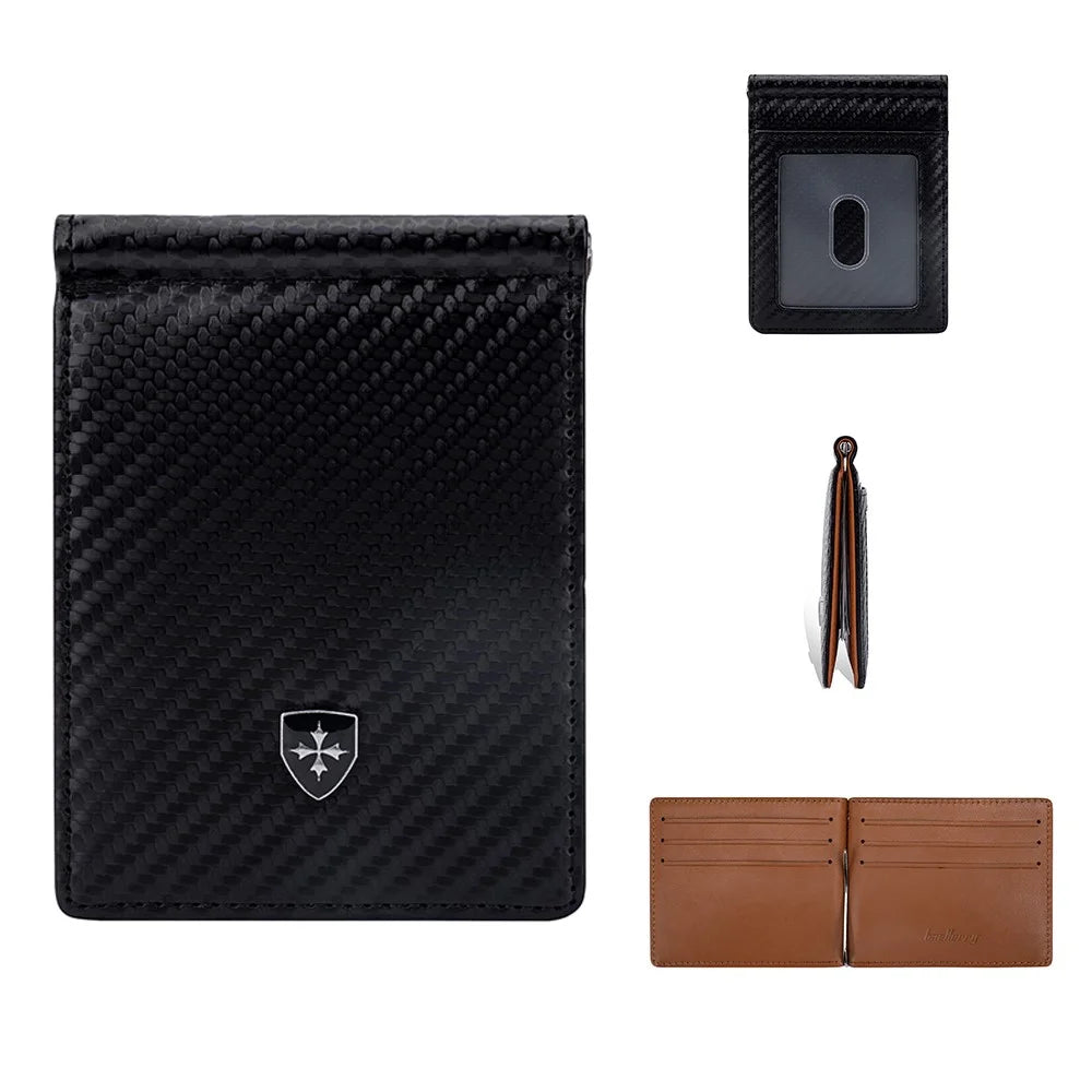 BAELLERRY K9309 Business Men RFID Blocking Multiple Card Slots PU Leather Wallet with Money Clip - Black - 1