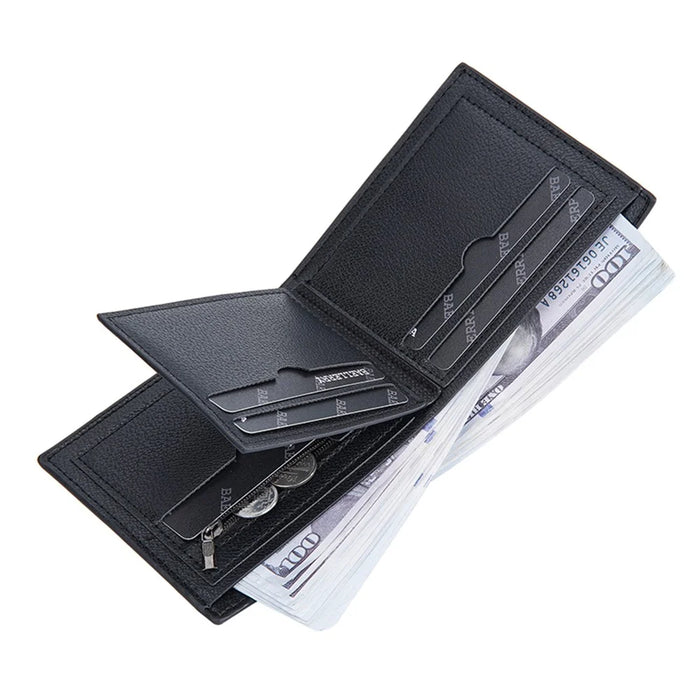 BAELLERRY D3044 Men Short Wallet Slim PU Leather Coin Storage Card Holder Bag - Black - 2