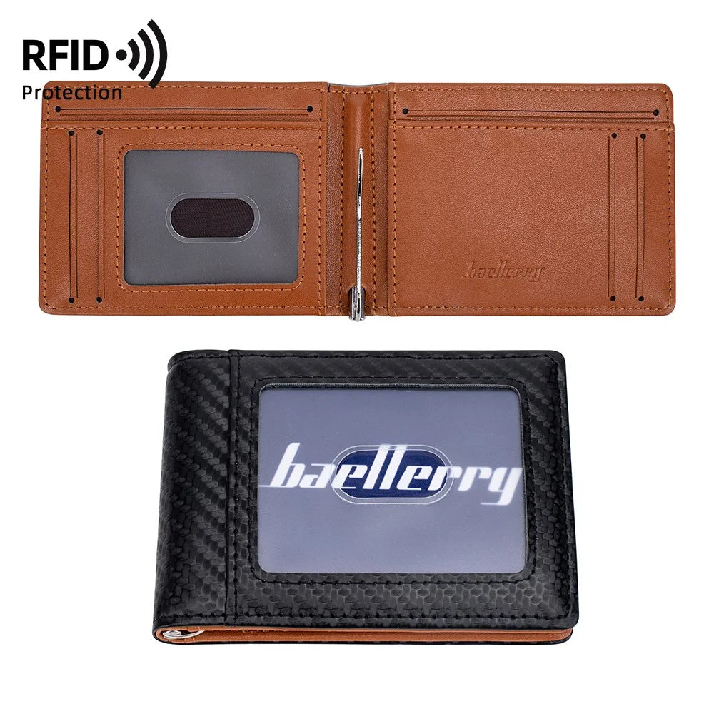 BAELLERRY K9307 Minimalist RFID Blocking PU Leather Men Wallet with Multiple Card Slots and Money Clip - Black - 5