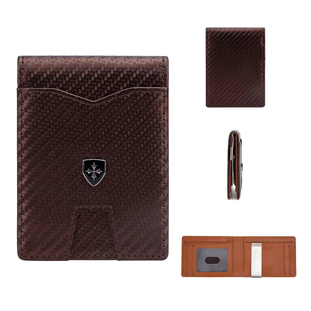 BAELLERRY K9310 Multiple Card Slots RFID Blocking PU Leather Men Wallet with Money Clip - Brown - 1