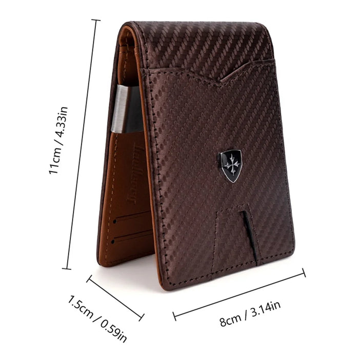 BAELLERRY K9310 Multiple Card Slots RFID Blocking PU Leather Men Wallet with Money Clip - Brown - 7