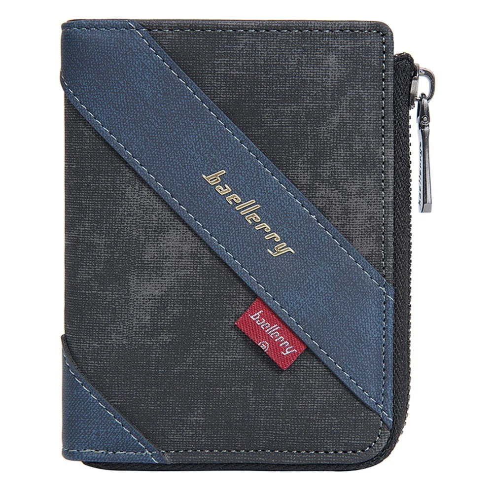 BAELLERRY D3048 PU Leather Contrast Color Men Wallet Zipper Card Cash Storage Bag - Black - 6