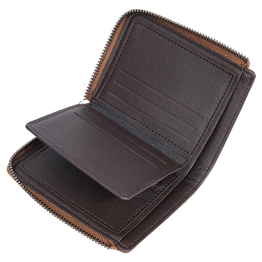 BAELLERRY D3046 Imprinted PU Leather Men Wallet Zipper Card Cash Coins Storage Bag - Brown - 2